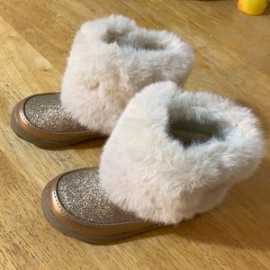 Tan glitter color kid boots